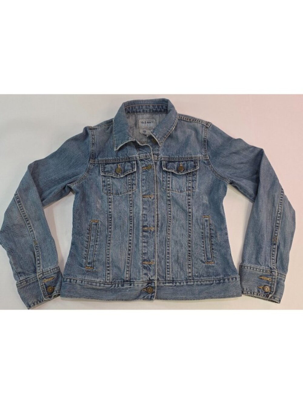 Old Navy Demin Jacket Womens Medium Blue Button Pockets Front Classic Trucker